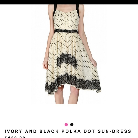 Ivory with black lace, polka dot. Vintage looking, for summer sundress - Picture 6 of 6